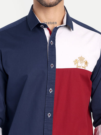 Pier Seven Luxe Cotton Printed Regular Fit Shirt for Men - Blue (JWM034) Pier Seven