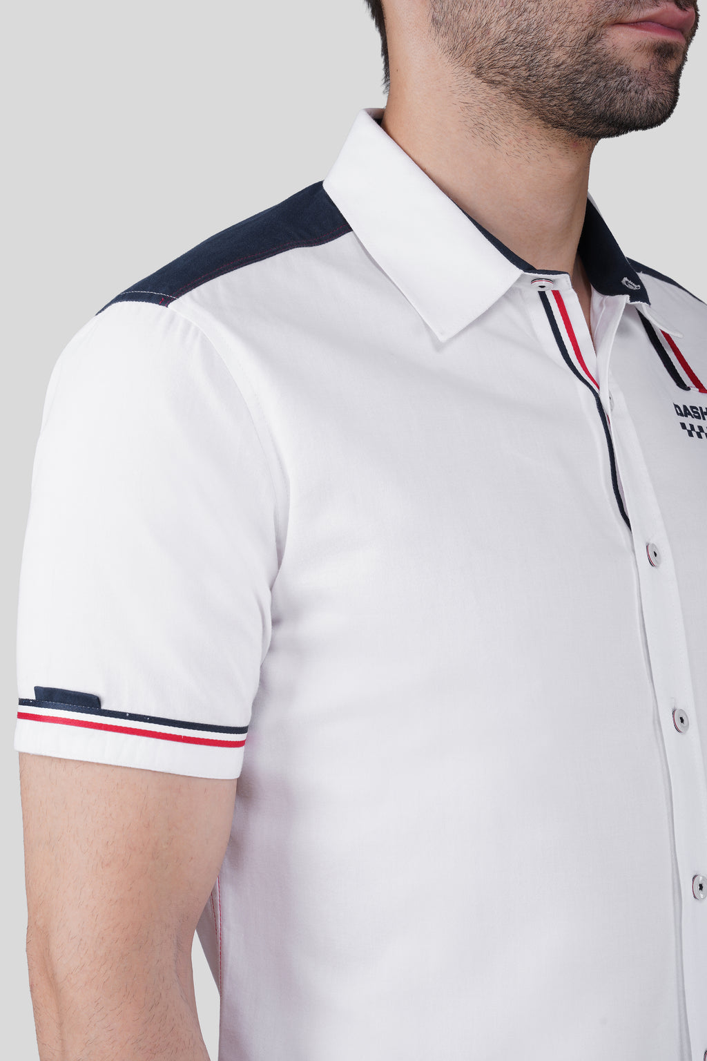 DASH AND DRIVE PRINTED CASUAL SHIRT WHITE