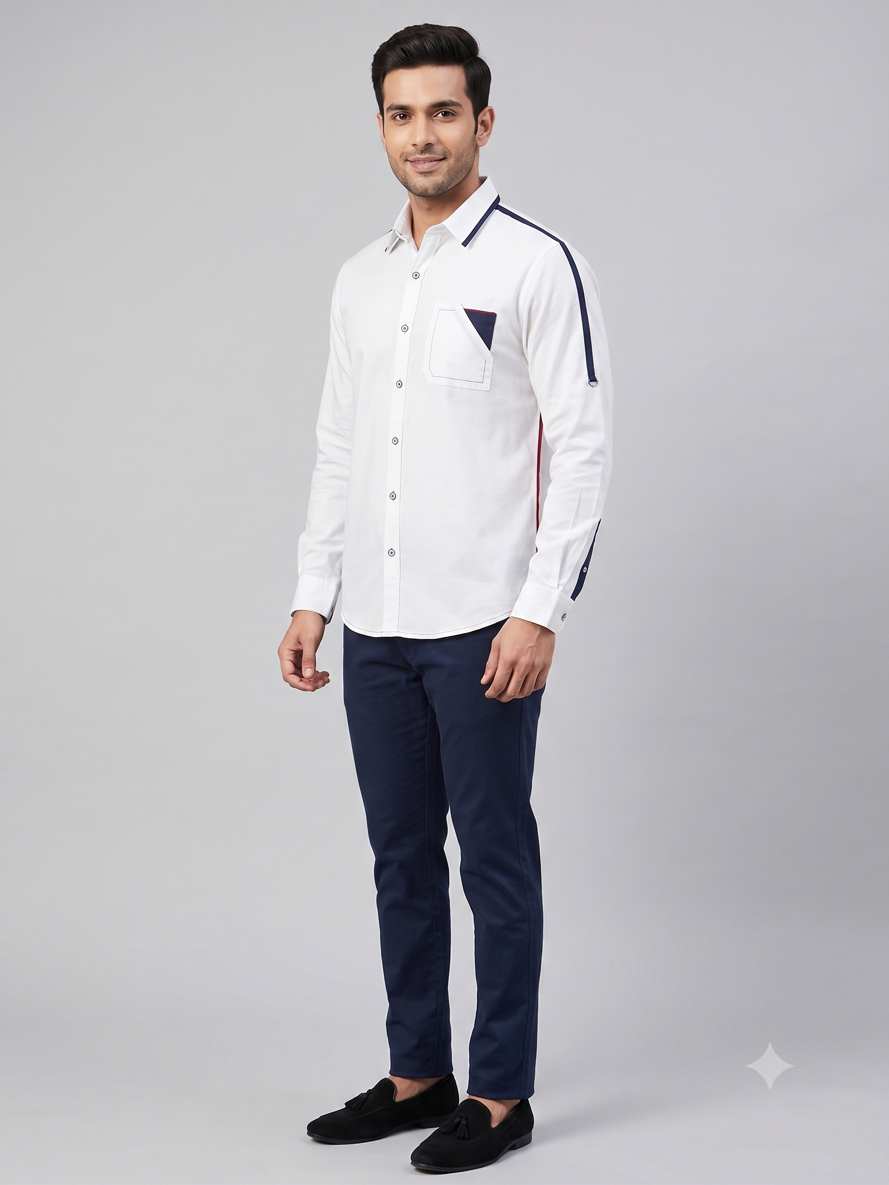 Pier Seven Men’s White Contrast Trim Shirt CWY117