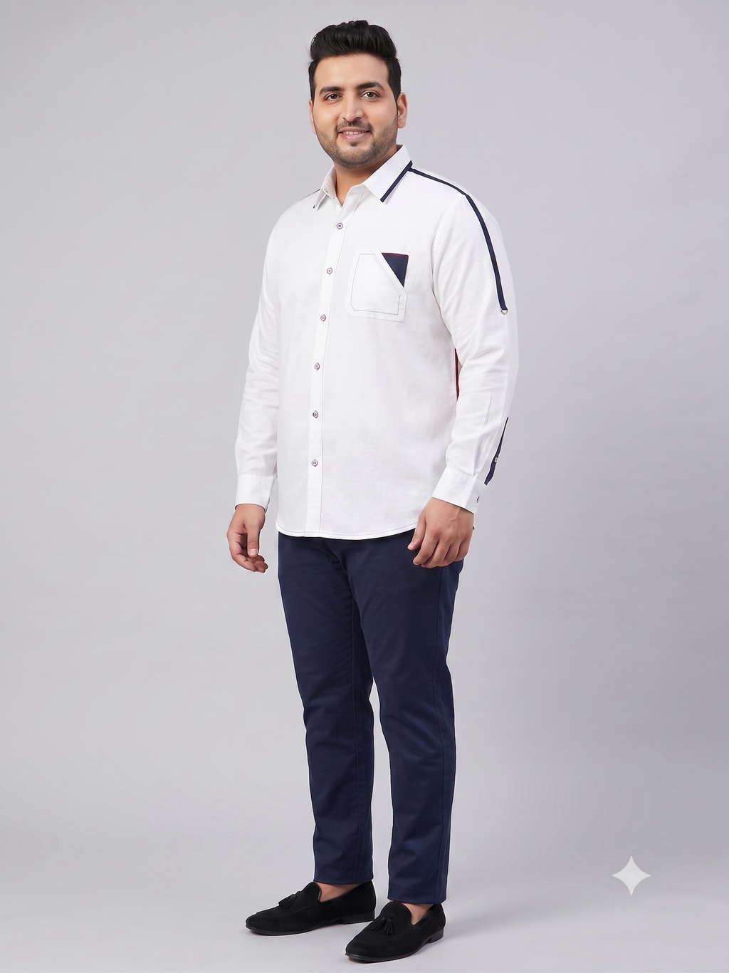 Pier Seven Men’s White Contrast Trim Shirt CWY117