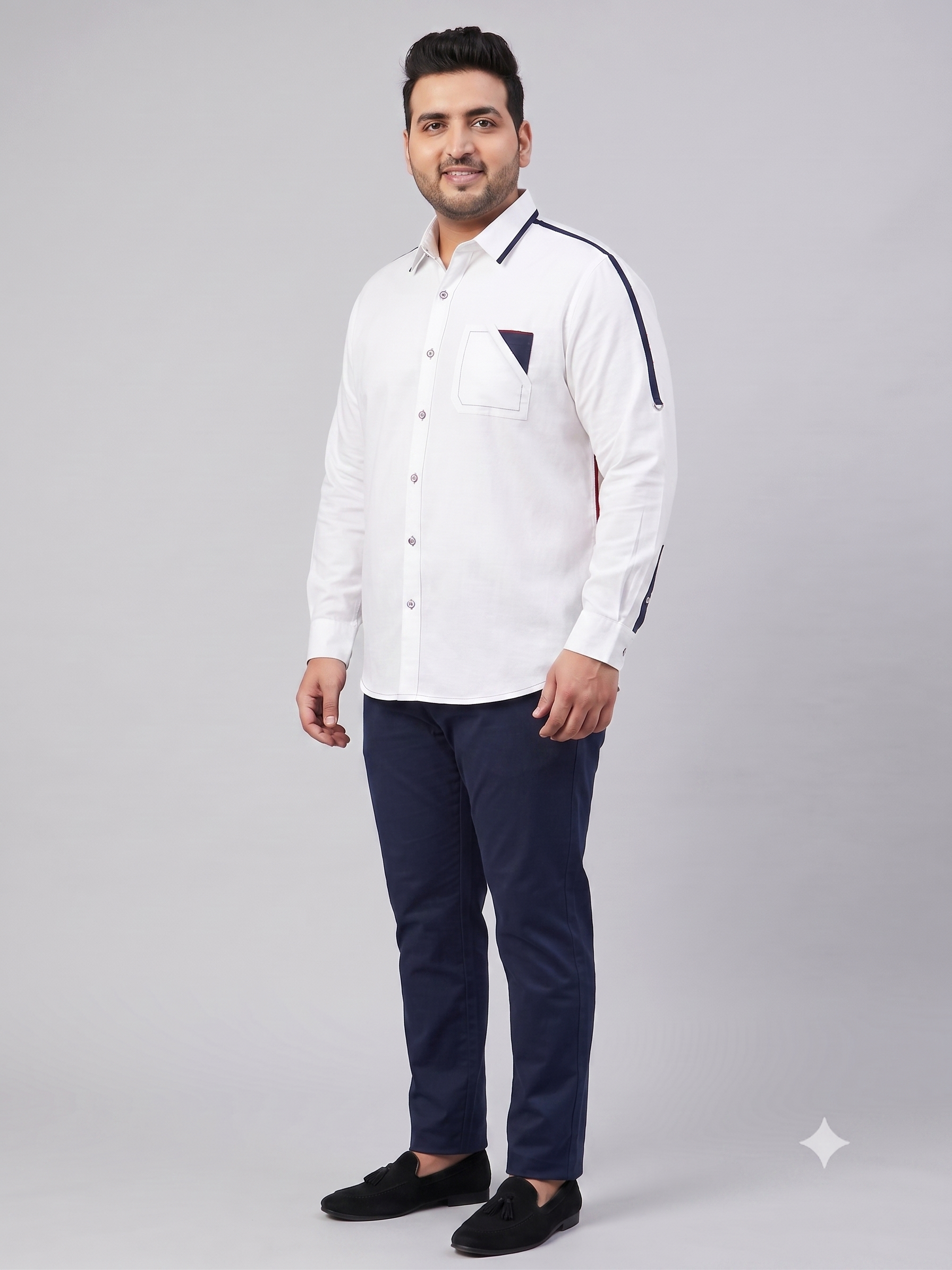 Pier Seven Men’s White Contrast Trim Shirt CWY117
