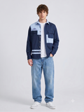 Navy Biker Colorblock Overshirt for Men JWM174