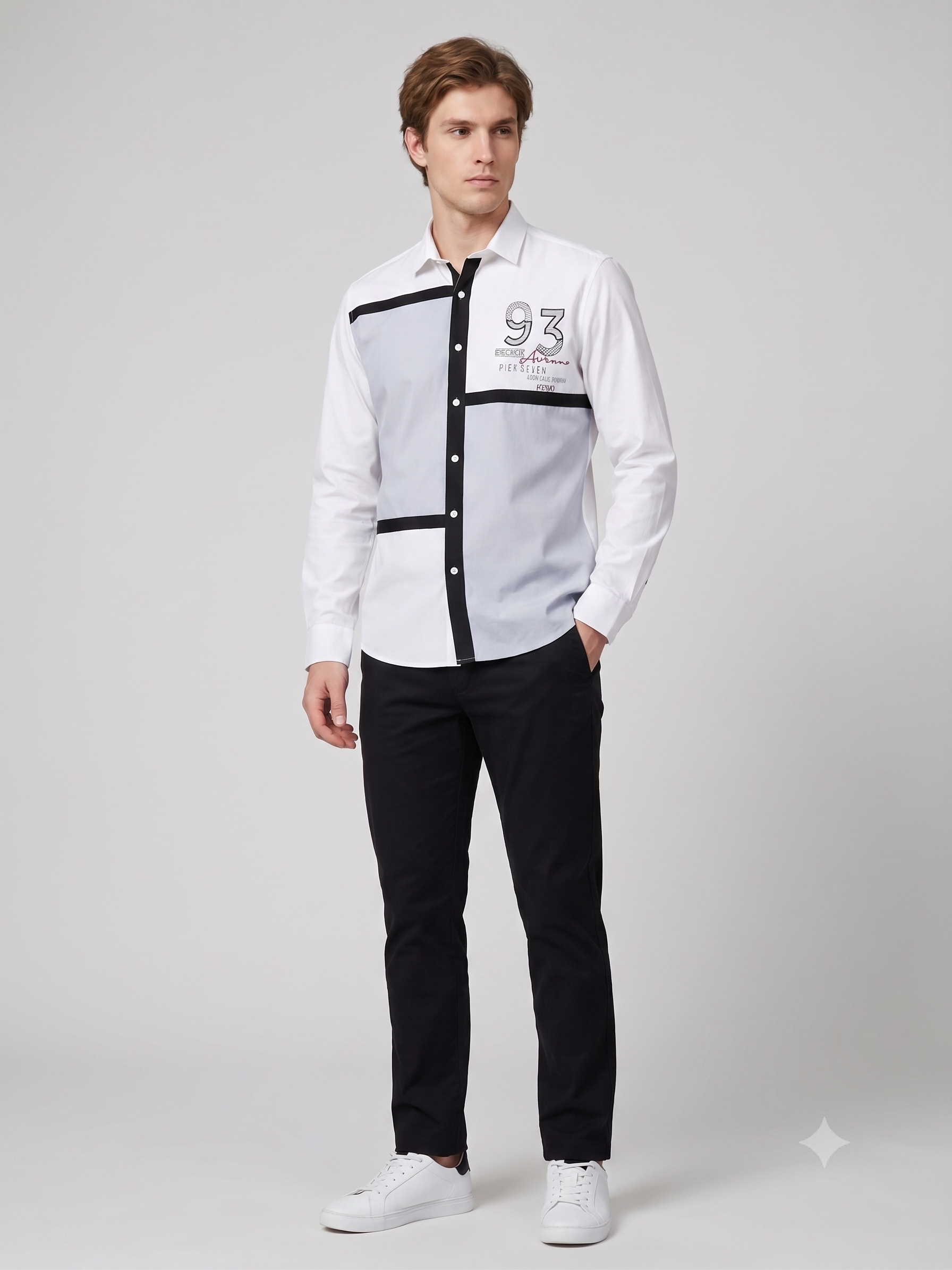 Pier Seven Men’s Monochrome Panel Shirt CWY114