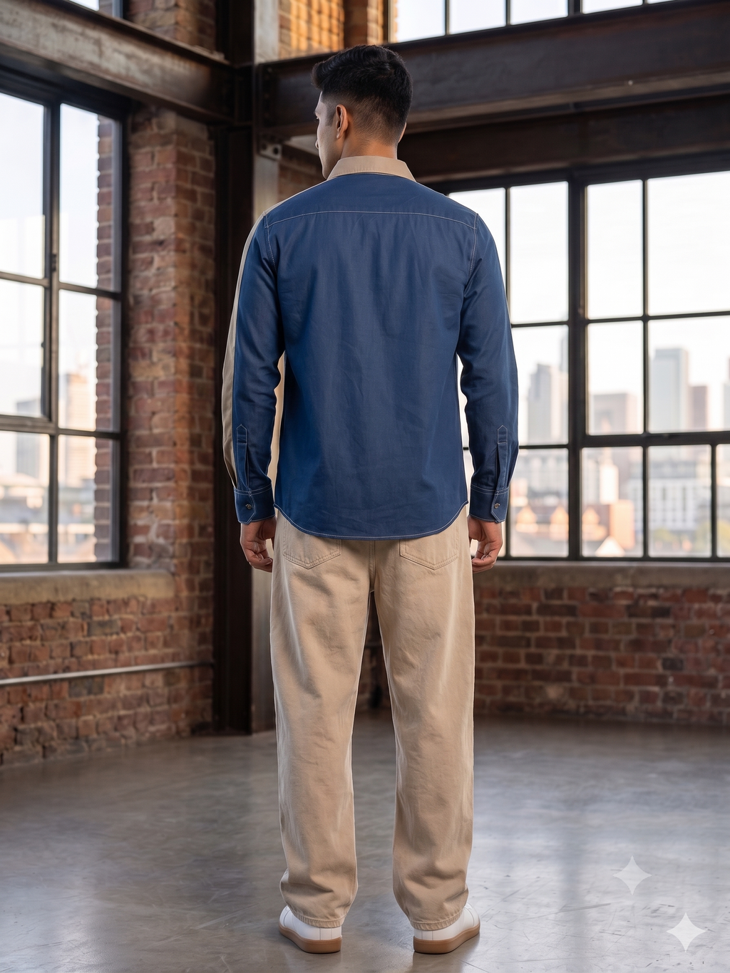 Pier Seven Men’s Denim Look Contrast Collar Shirt JWM172