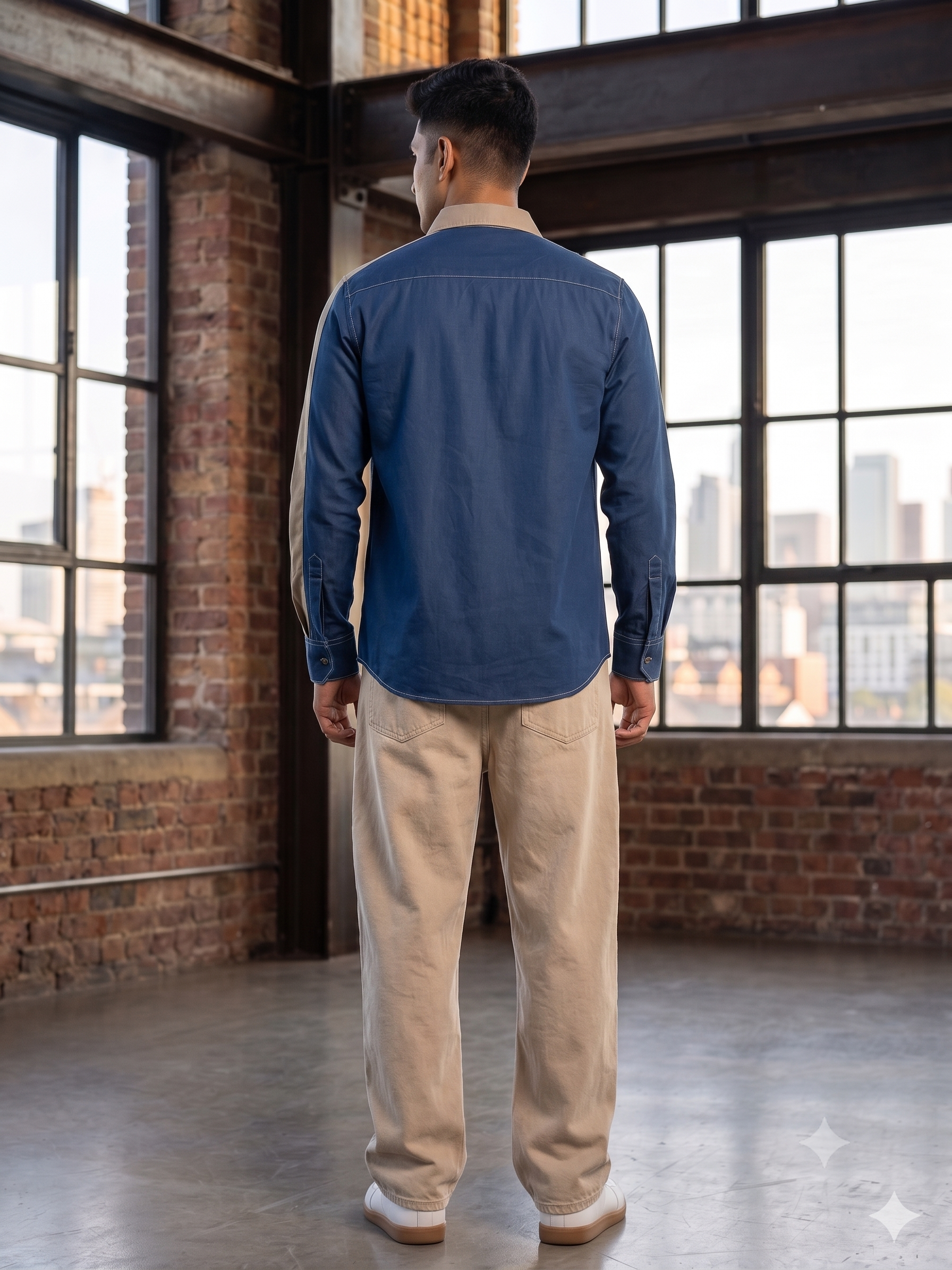 Pier Seven Men’s Denim Look Contrast Collar Shirt JWM172