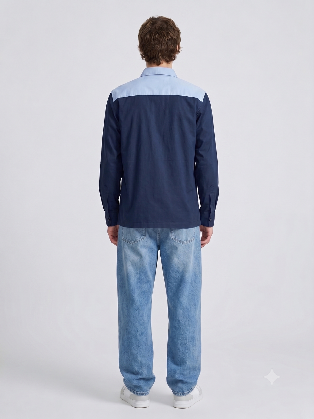 Navy Biker Colorblock Overshirt for Men JWM174