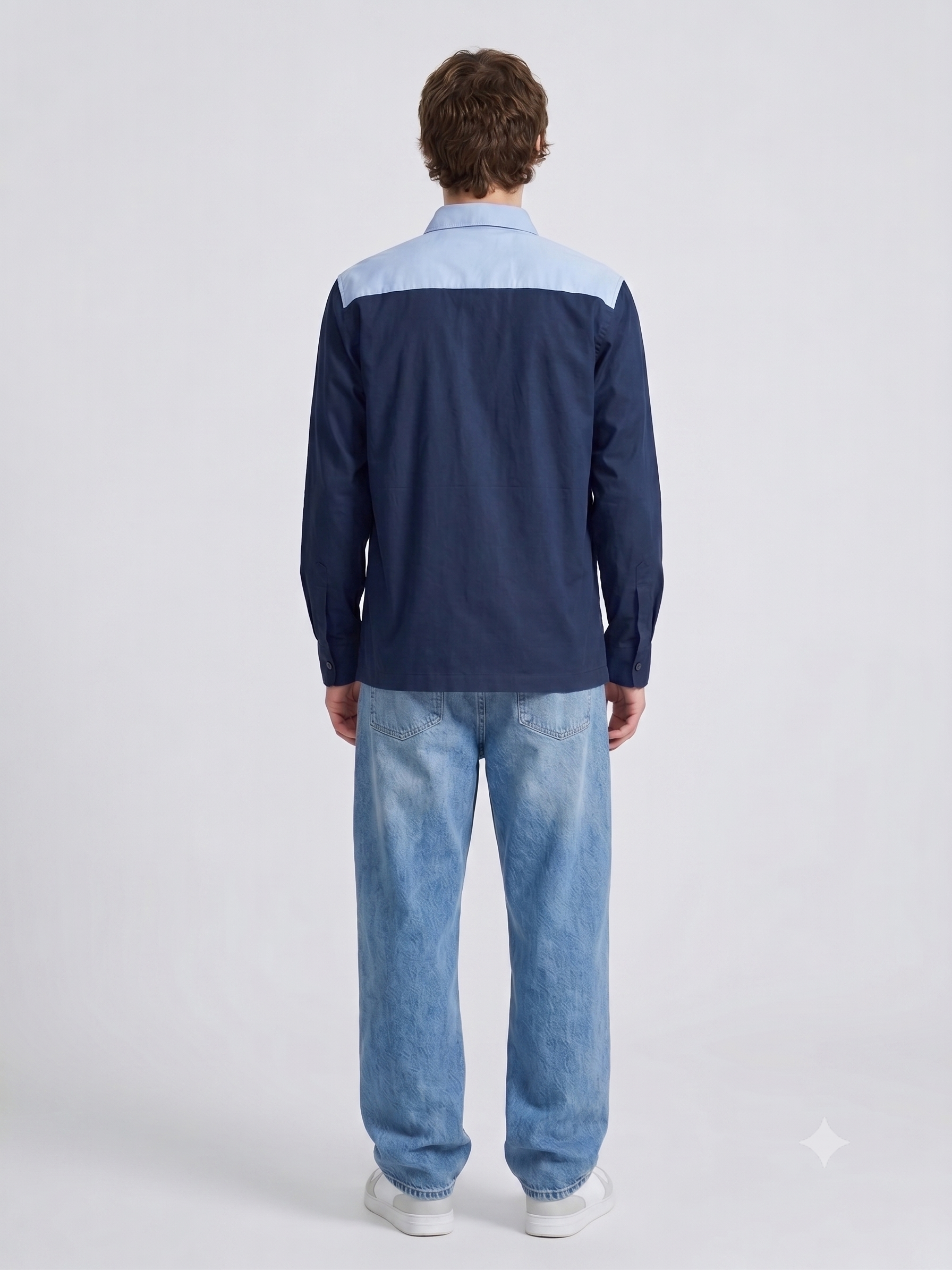 Navy Biker Colorblock Overshirt for Men JWM174