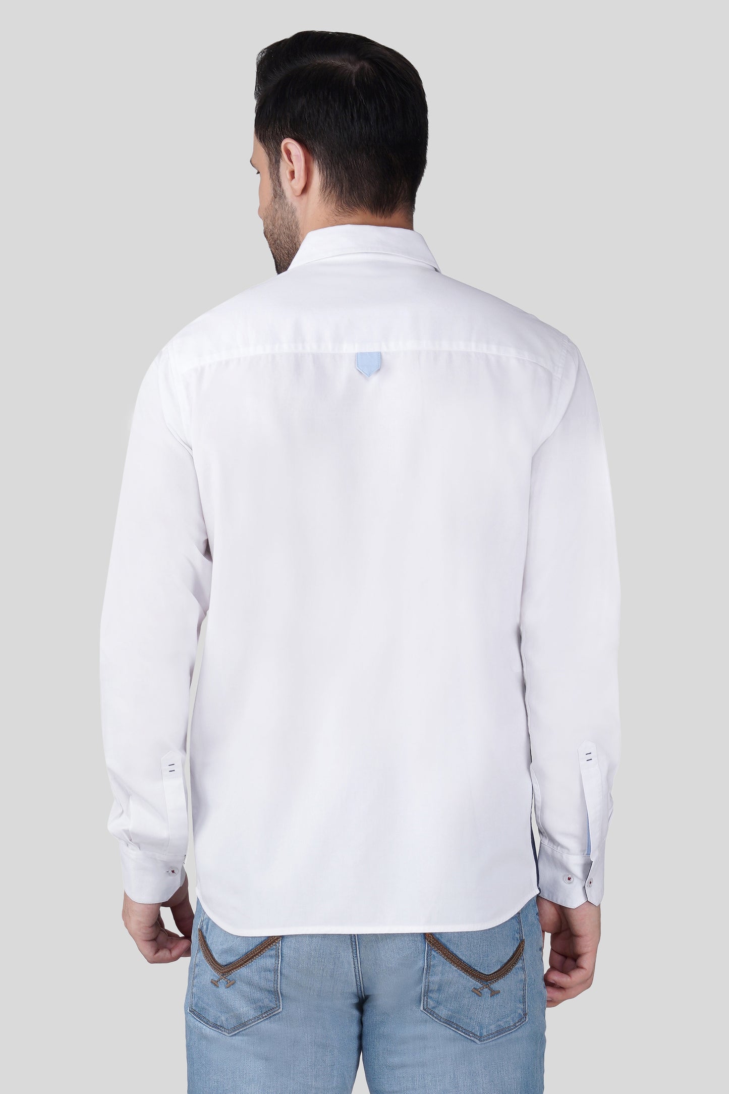 Pier Seven Luxe Cotton Embroided Regular Fit Shirt for Men - White (JWM024) Pier Seven