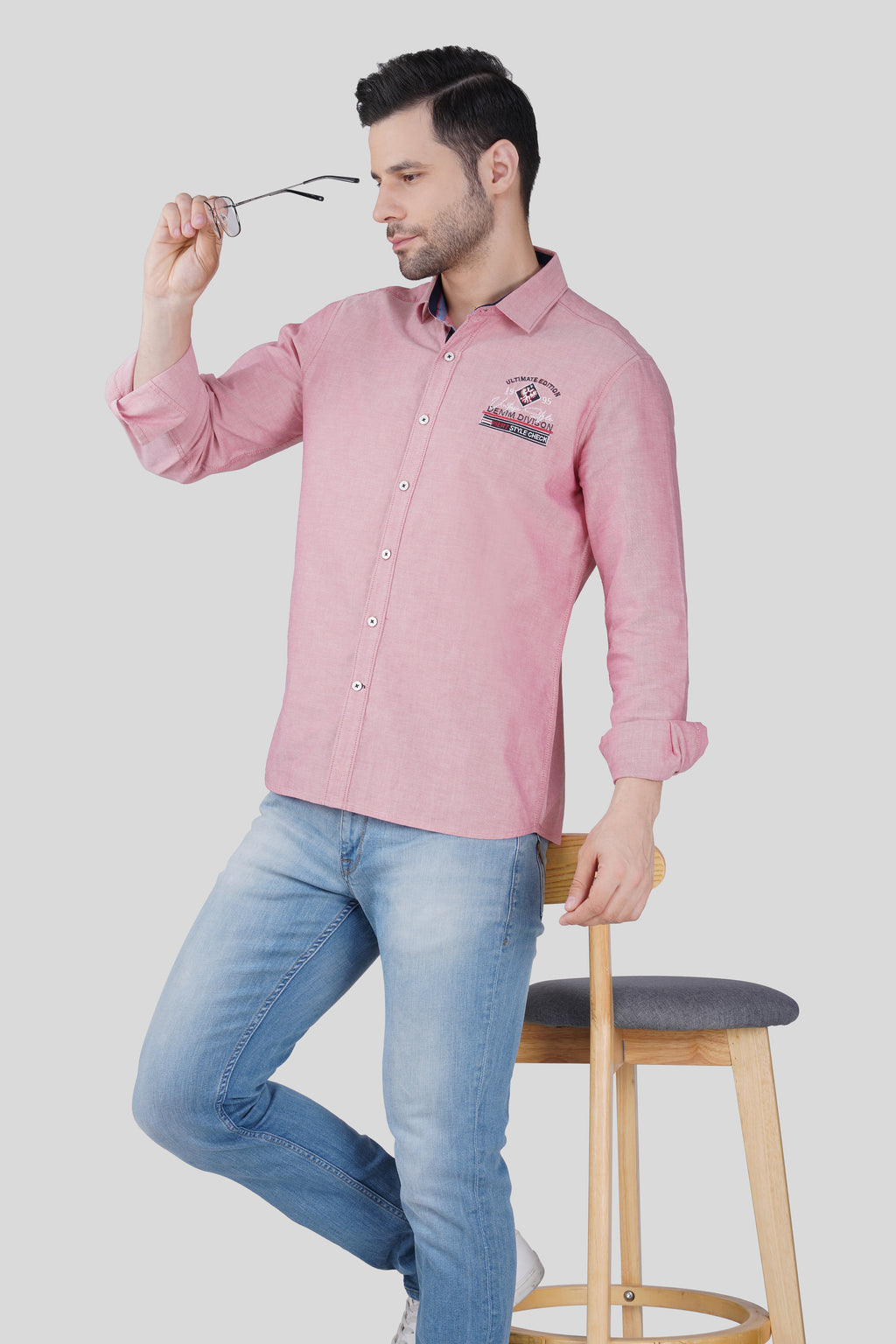 DENIM DIVISION EMBROIDED  ROSE JEANSWEAR SHIRT