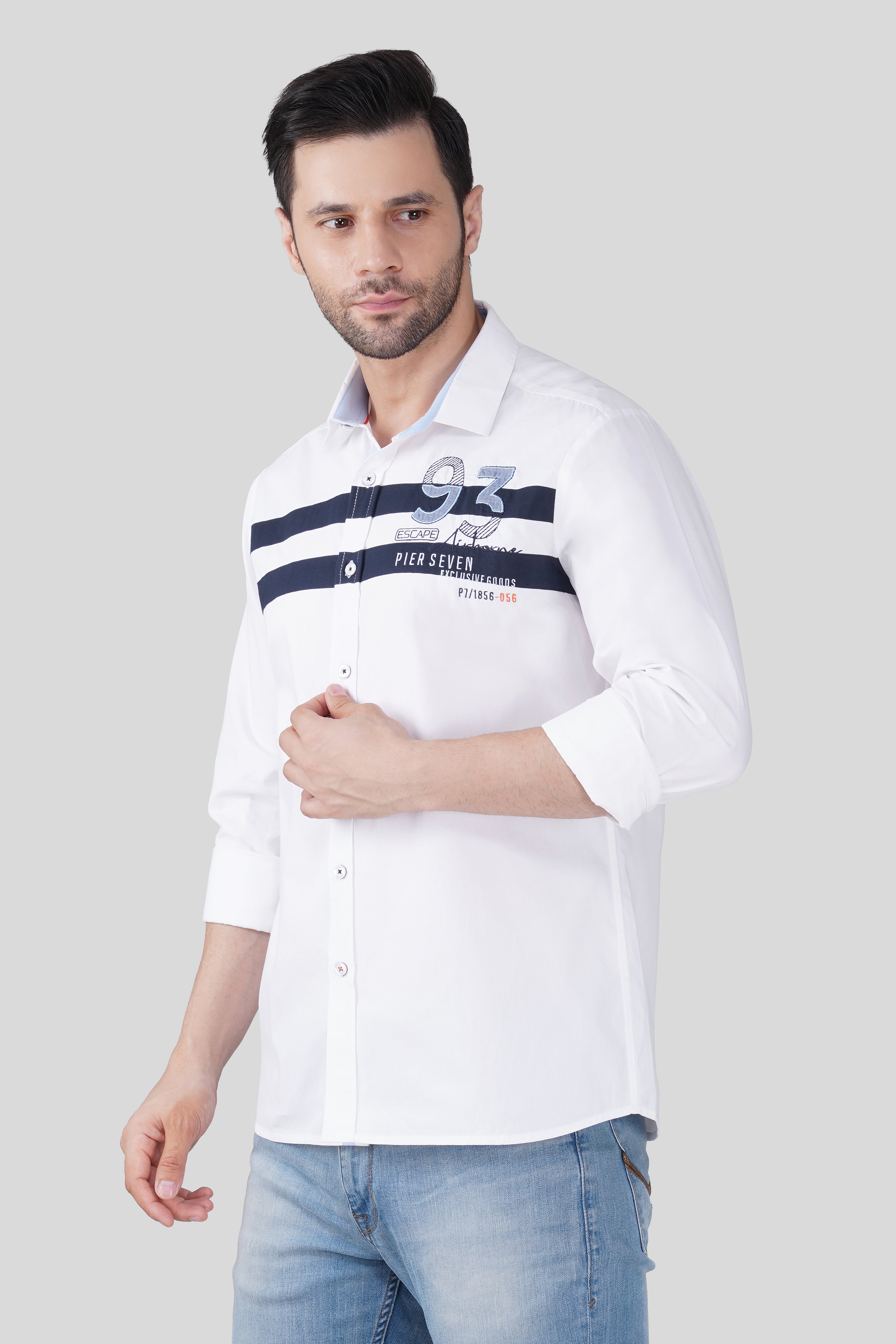 ESCAPE 93 EMBROIDED CASUAL SHIRT WHITE