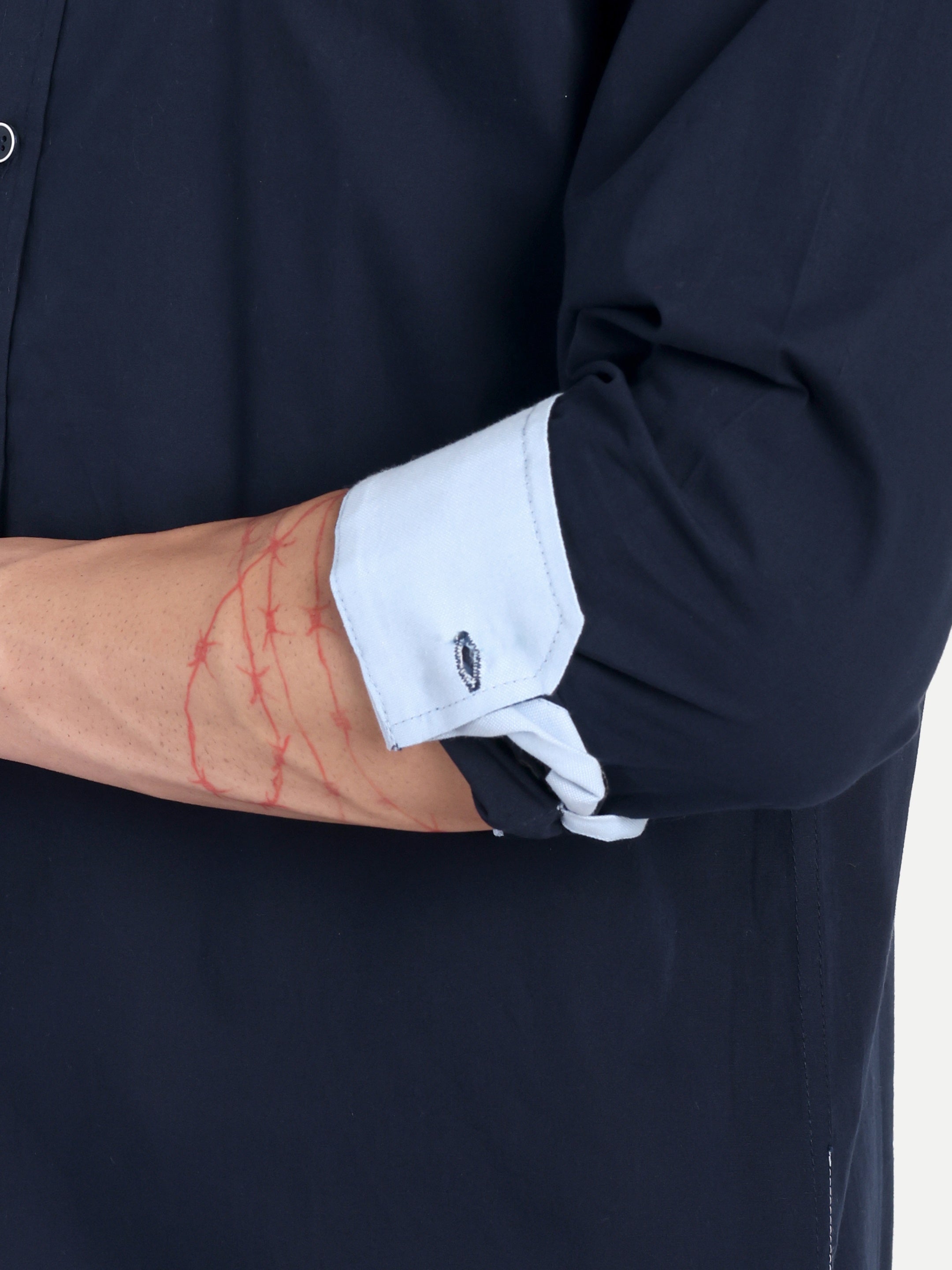 ATLANTIC DRIFT SCRIPT JEANSWEAR SHIRT EMBROIDED NAVY