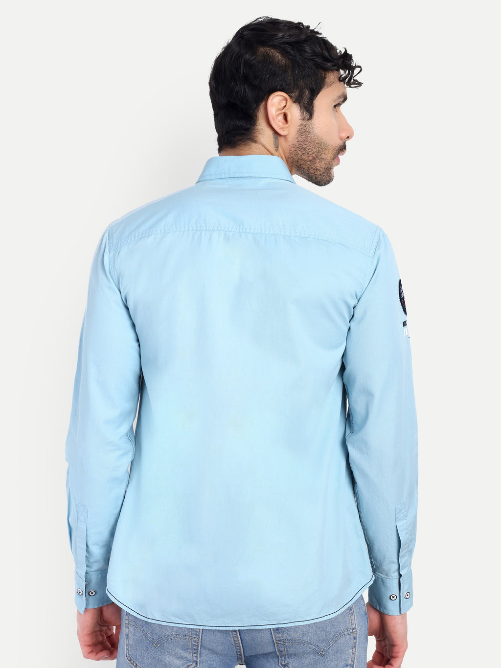URBAN SCRIPT LIGHT BLUE CASUAL SHIRT