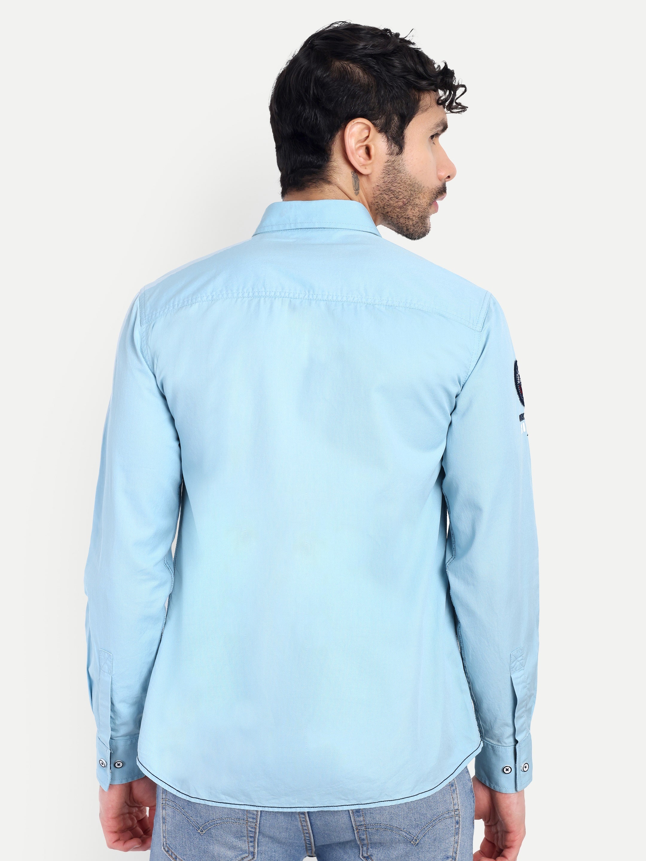 URBAN SCRIPT LIGHT BLUE CASUAL SHIRT