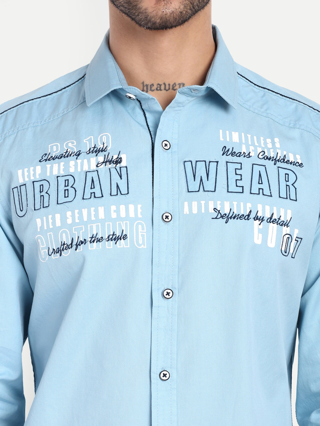 URBAN SCRIPT LIGHT BLUE CASUAL SHIRT