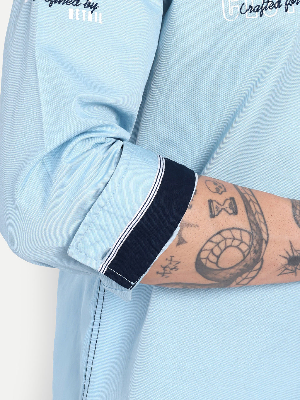 URBAN SCRIPT LIGHT BLUE CASUAL SHIRT