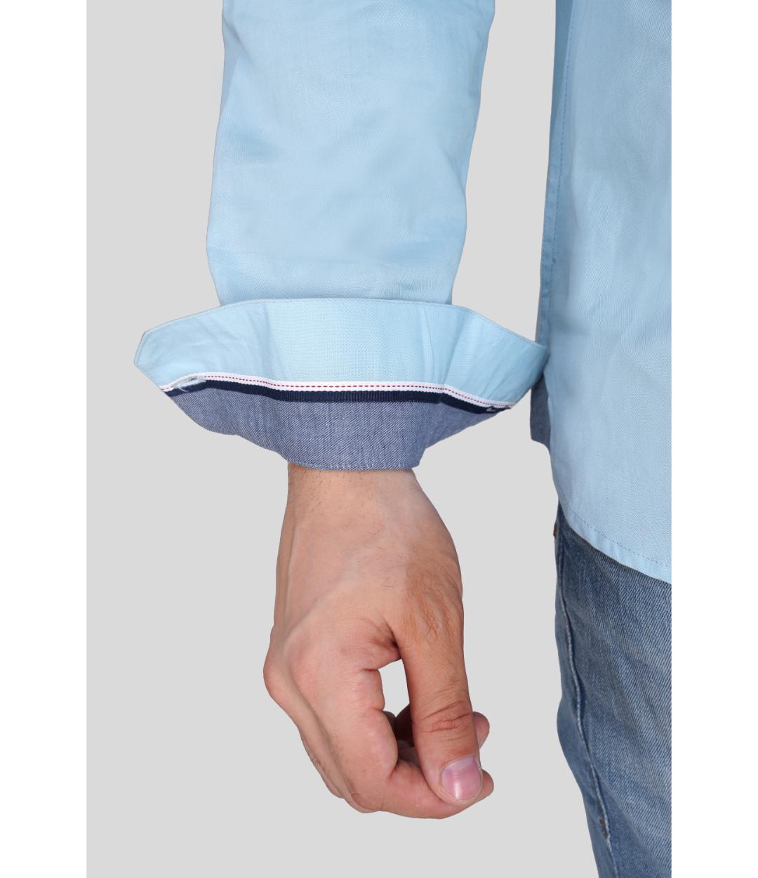 Premium Sky Blue Solid Casual Regular Fit Shirt for Men | Soft Cotton Full Sleeves Shirt (JWM030)