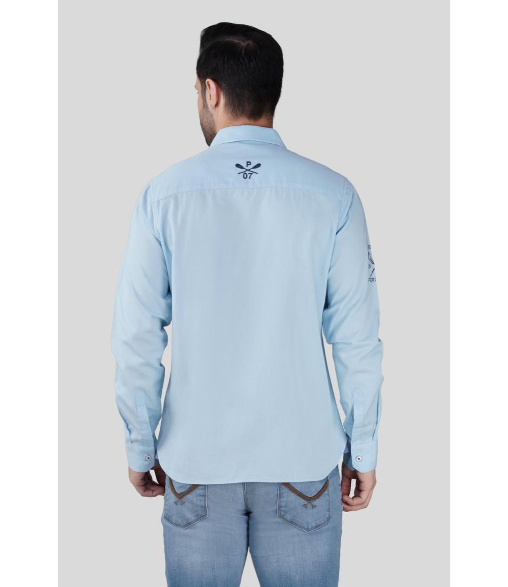 Premium Sky Blue Solid Casual Regular Fit Shirt for Men | Soft Cotton Full Sleeves Shirt (JWM030)