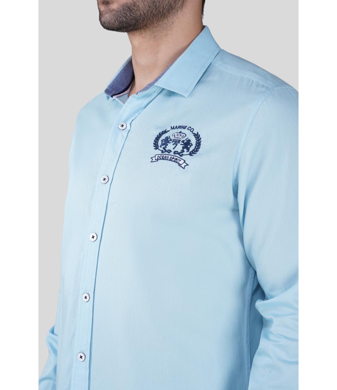 Premium Sky Blue Solid Casual Regular Fit Shirt for Men | Soft Cotton Full Sleeves Shirt (JWM030)