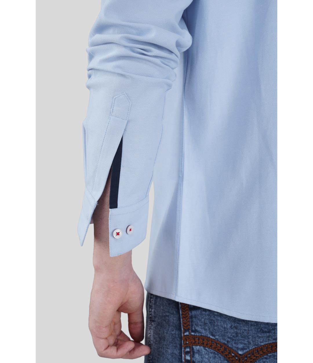 Men’s Premium Color Block Cotton Regular Fit Shirt – Light Blue Vertical Panel Casual Shirt (JWM039)