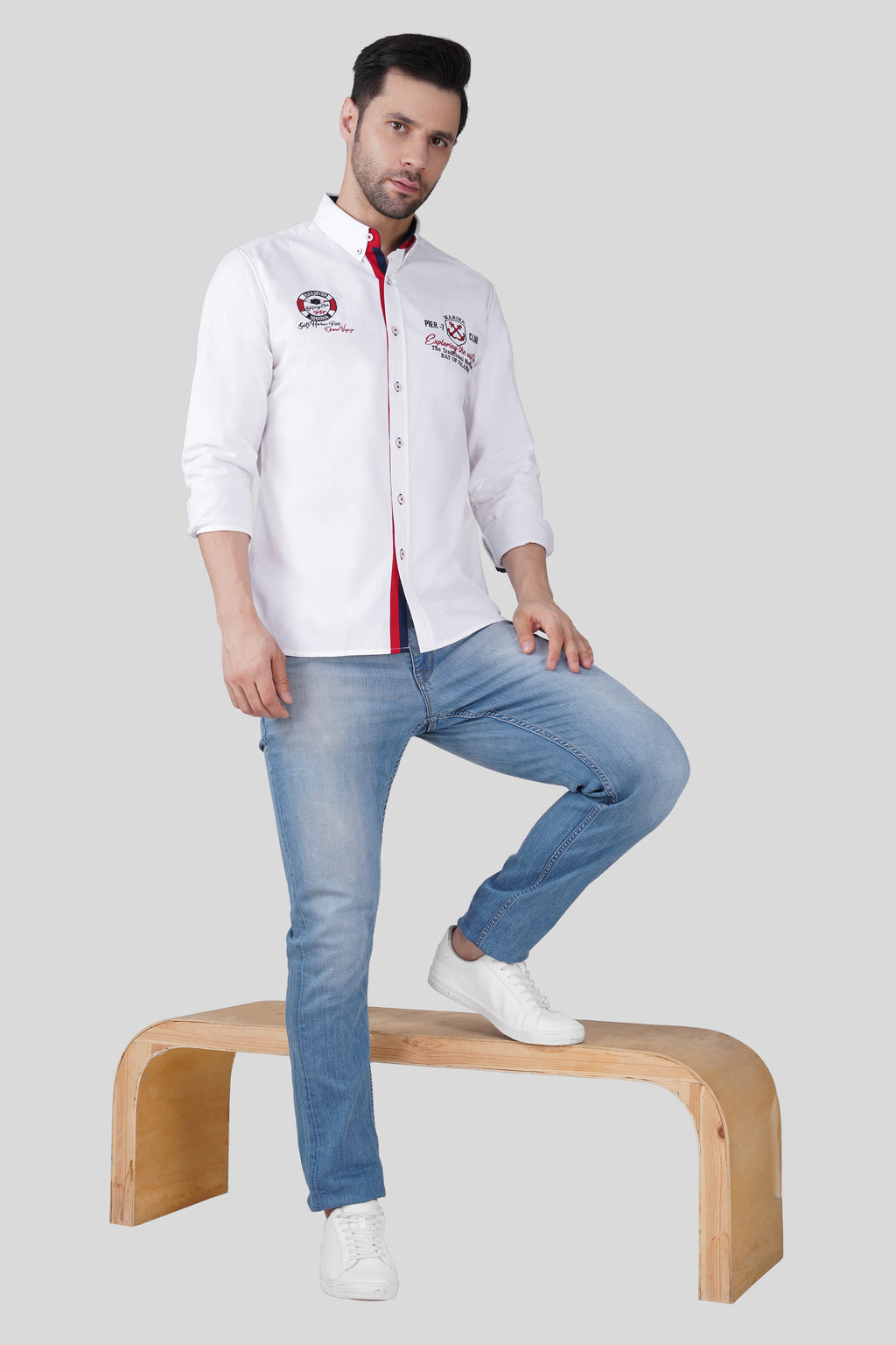 MARINA VOYAGE CASUAL SHIRT EMBROIDED WHITE