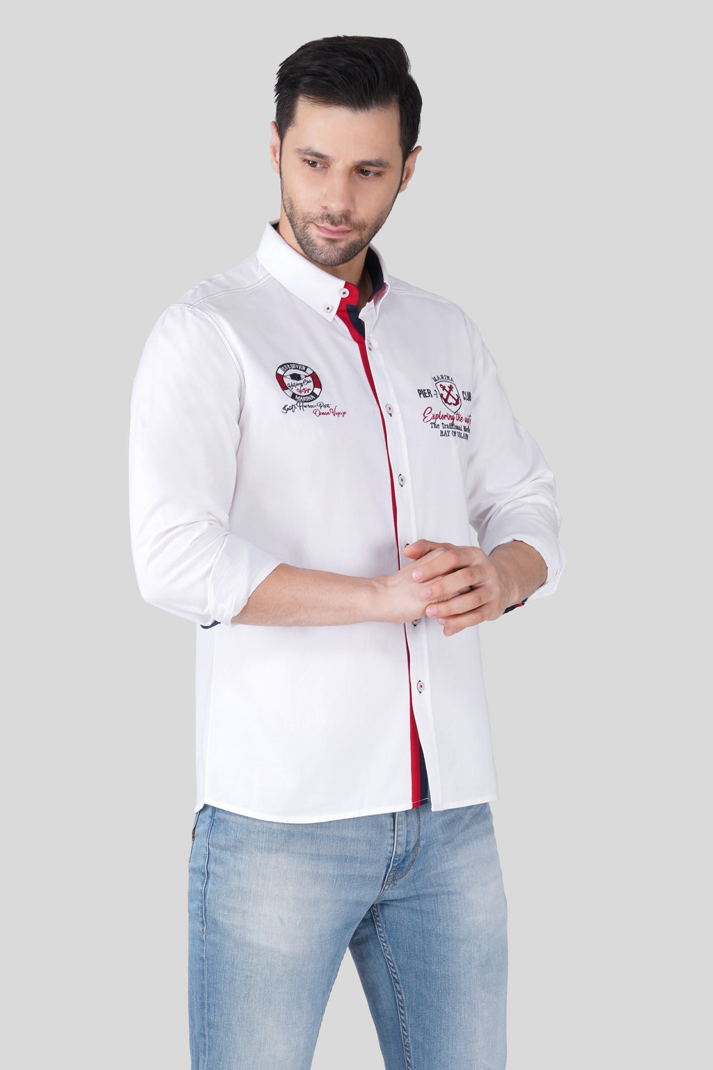MARINA VOYAGE CASUAL SHIRT EMBROIDED WHITE