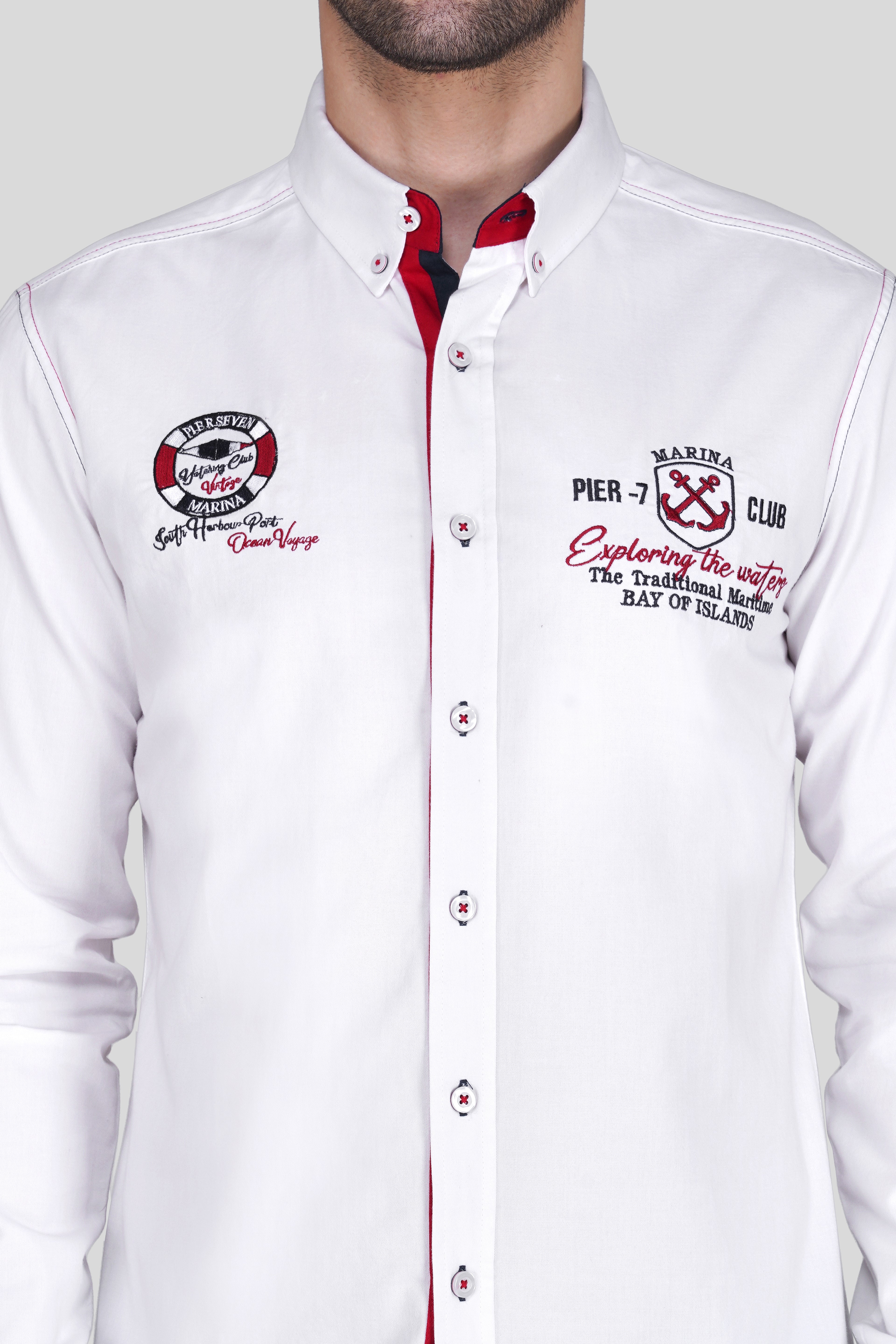 MARINA VOYAGE CASUAL SHIRT EMBROIDED WHITE