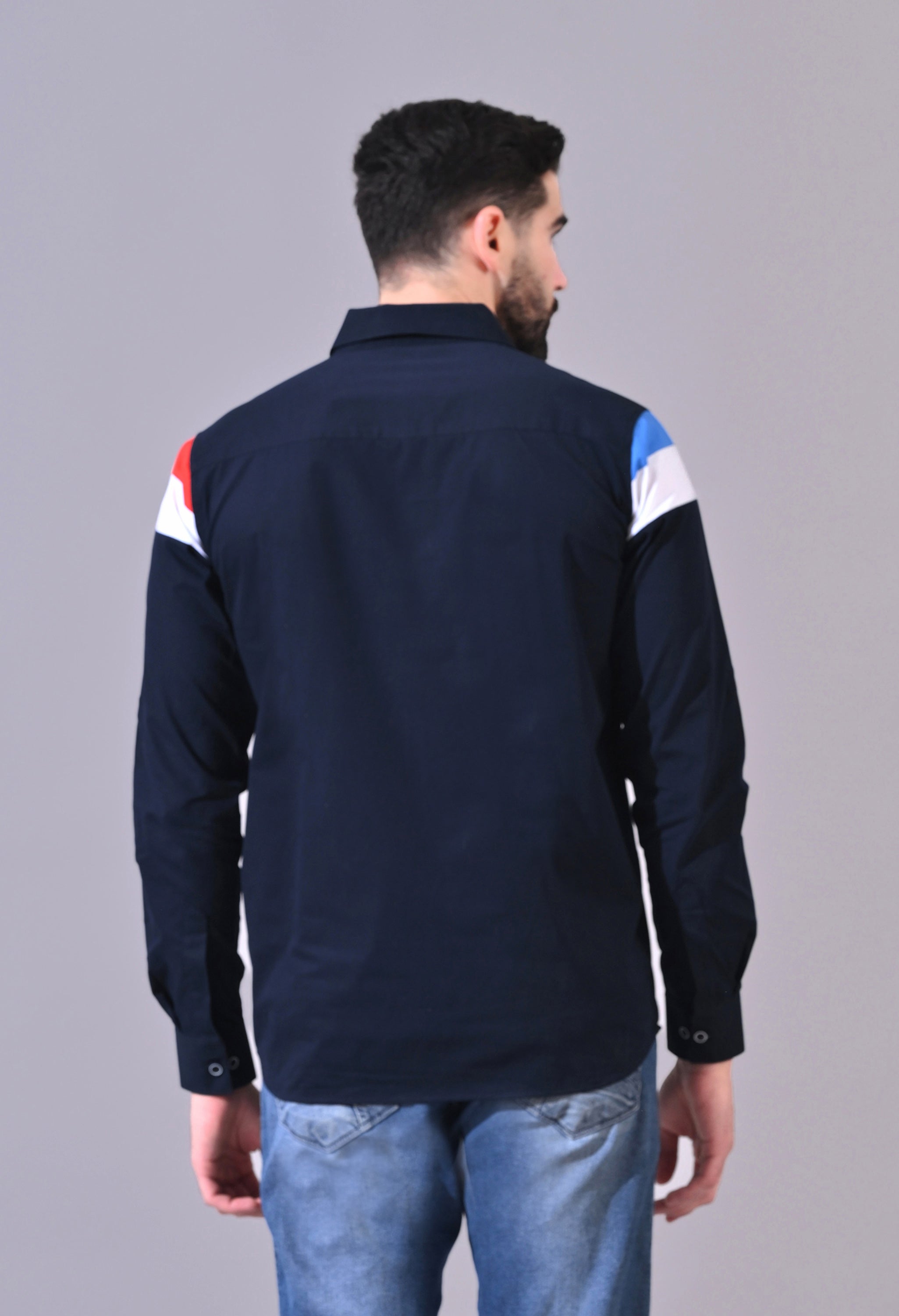 Pier Seven Luxe Cotton Embroided Regular Fit Shirt for Men - Navy (JWM102) Pier Seven