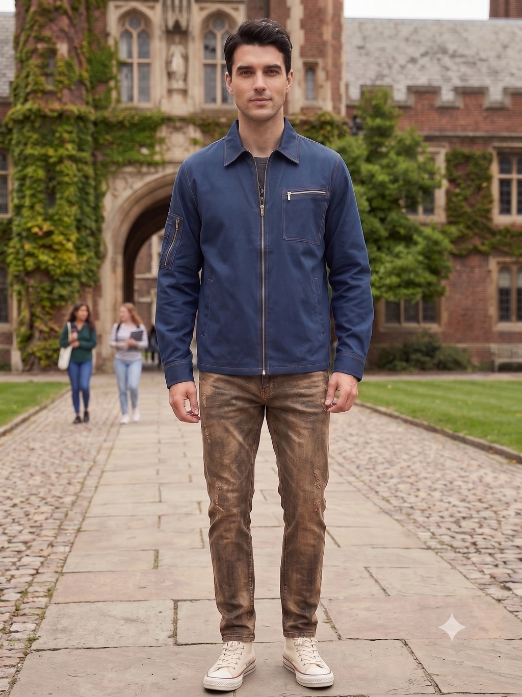 Navy Zip-Up Utility Jacket Shirt for Men JWM176