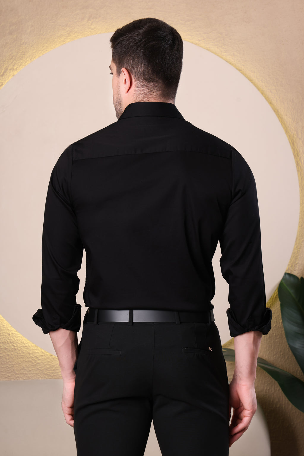 HEXA EMBRIODED BEAD WORK ETHNIC PARTY SHIRT BLACK