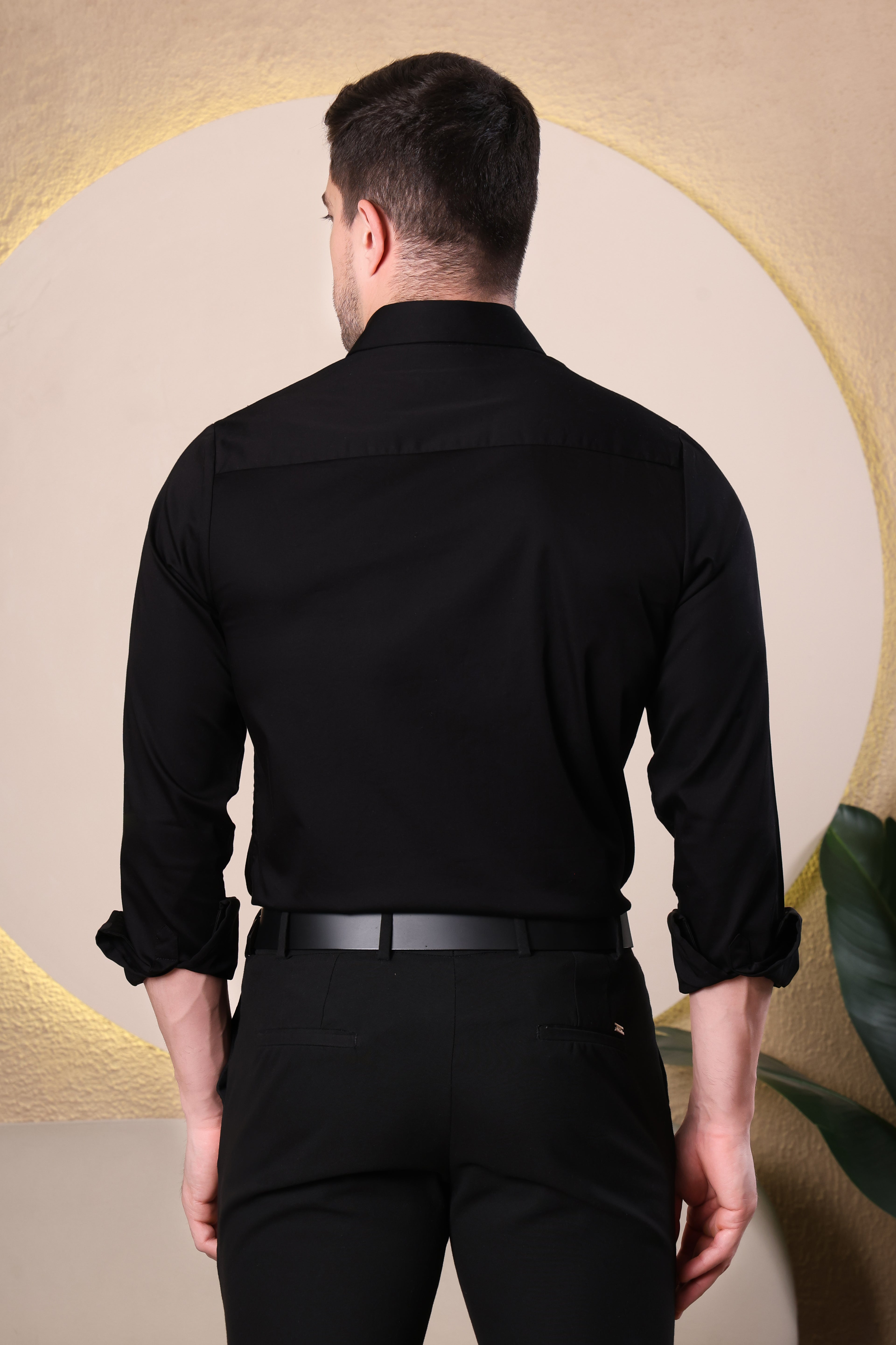 HEXA EMBRIODED BEAD WORK ETHNIC PARTY SHIRT BLACK