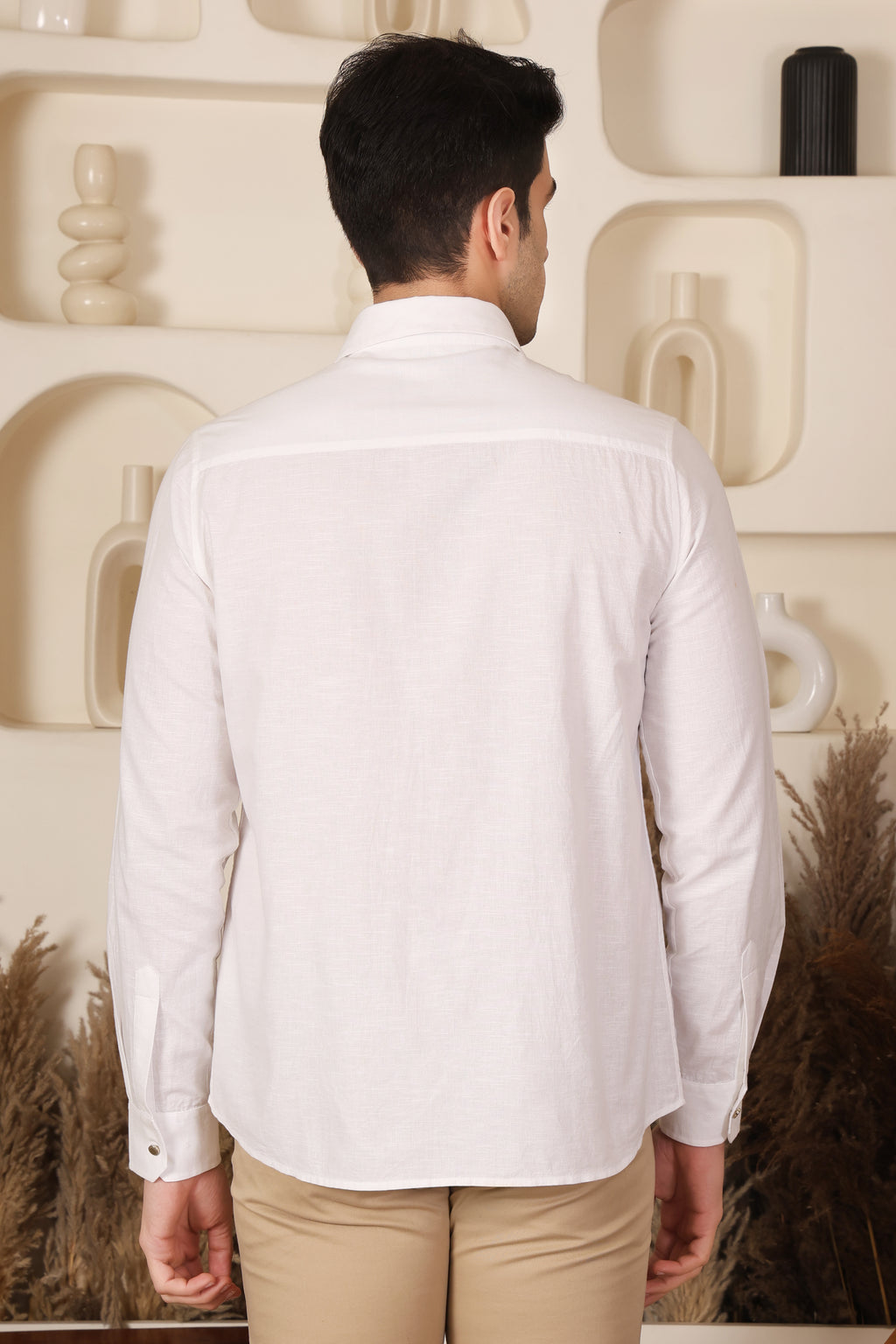 White Floral Embroidered Shirt for Men
