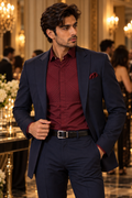 COTTON SATIN PIN TUCK YOKE PARTY SHIRT MAROON (PWM021)