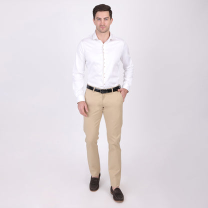 Pier Seven Ethnic Cotton Blend Solid Slim Fit Shirt for Men - White (PWM026) Pier Seven