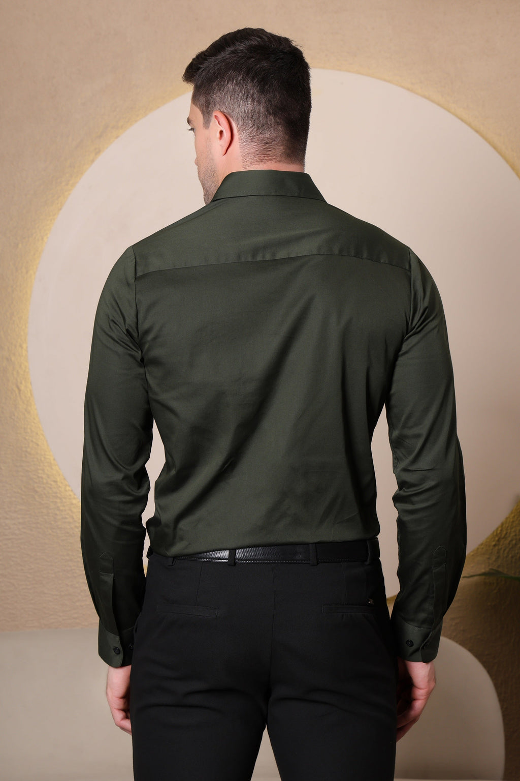 Pier Seven Men's Cotton Satin Bead Work Slim Fit Shirt - Green (PWY003) Pier Seven