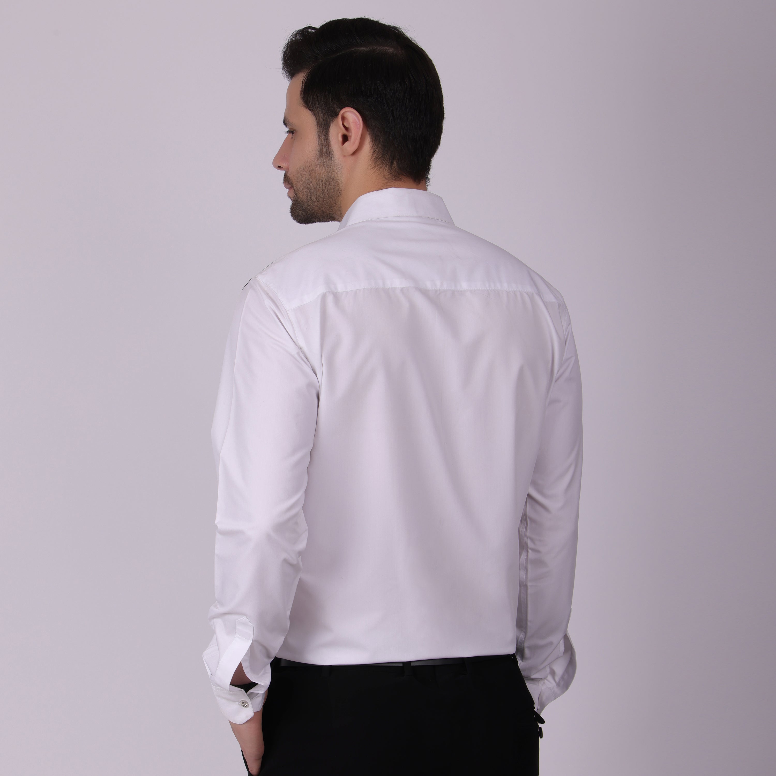SHOULDER STUDDED CLUB WEAR SHIRT WHITE