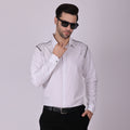 SHOULDER STUDDED CLUB WEAR SHIRT WHITE