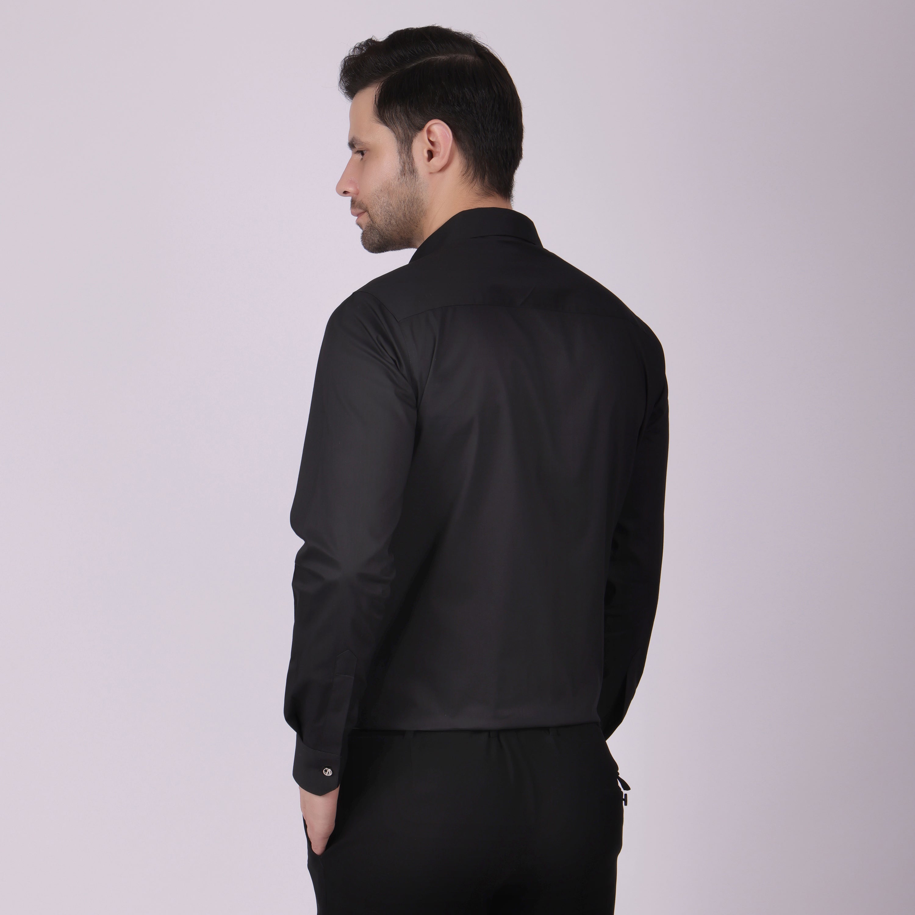 SHOULDER STUDDED CLUB WEAR SHIRT BLACK