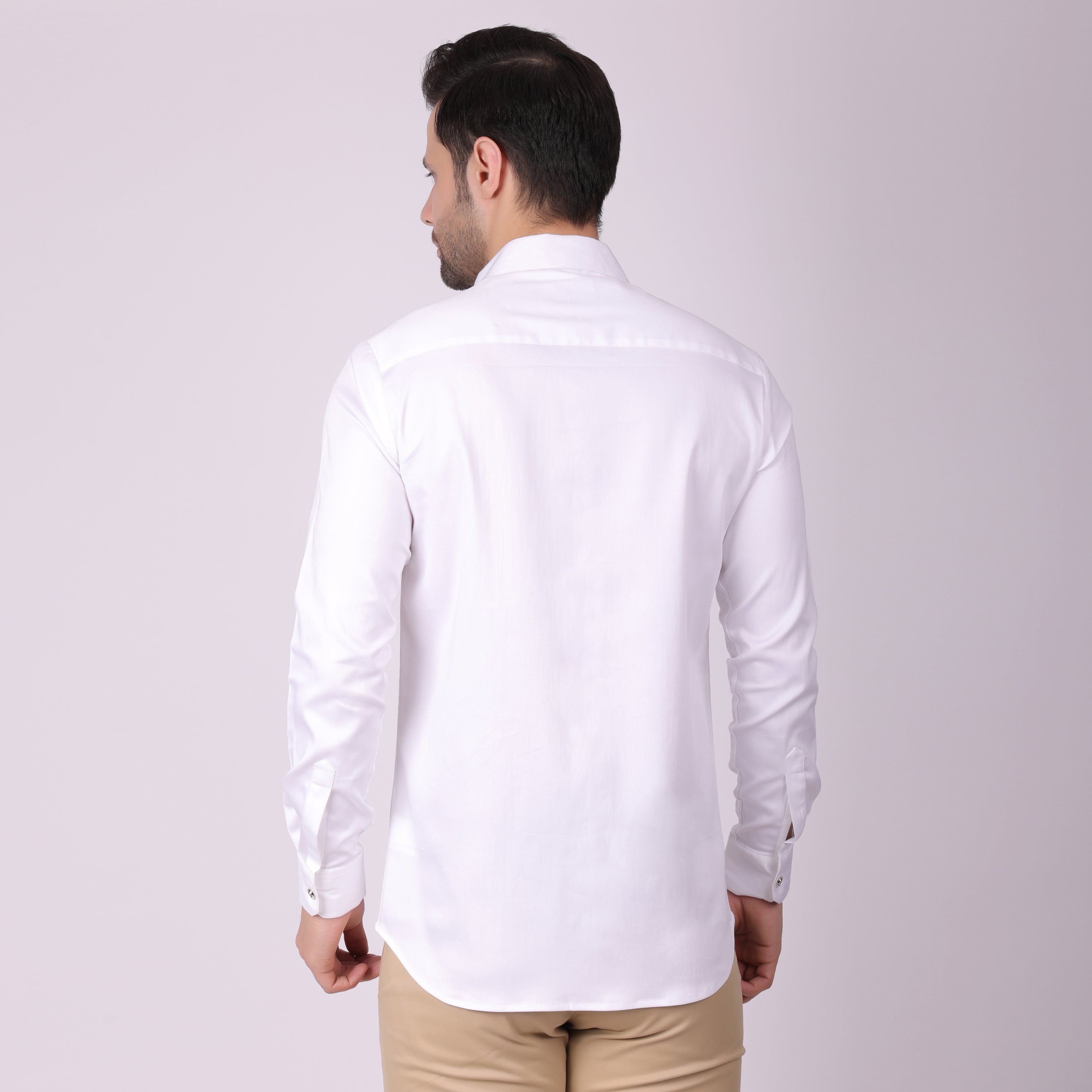 Pier Seven Men's Cotton Woven With Sequins Slim Fit Shirt - White (PWY023) Pier Seven