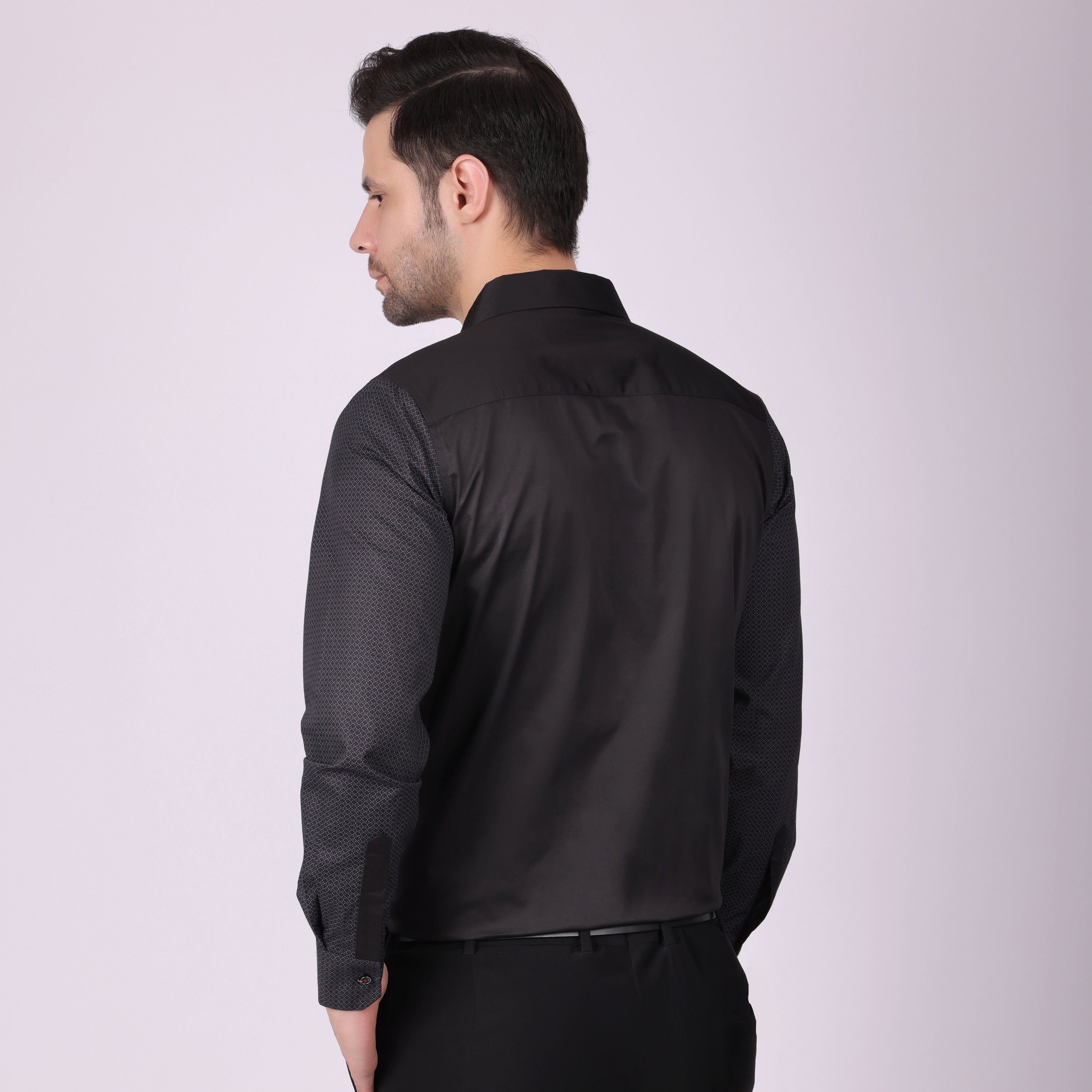 Pier Seven Men's Cotton Stud Detailed Slim Fit Shirt - Black (PWY027) Pier Seven