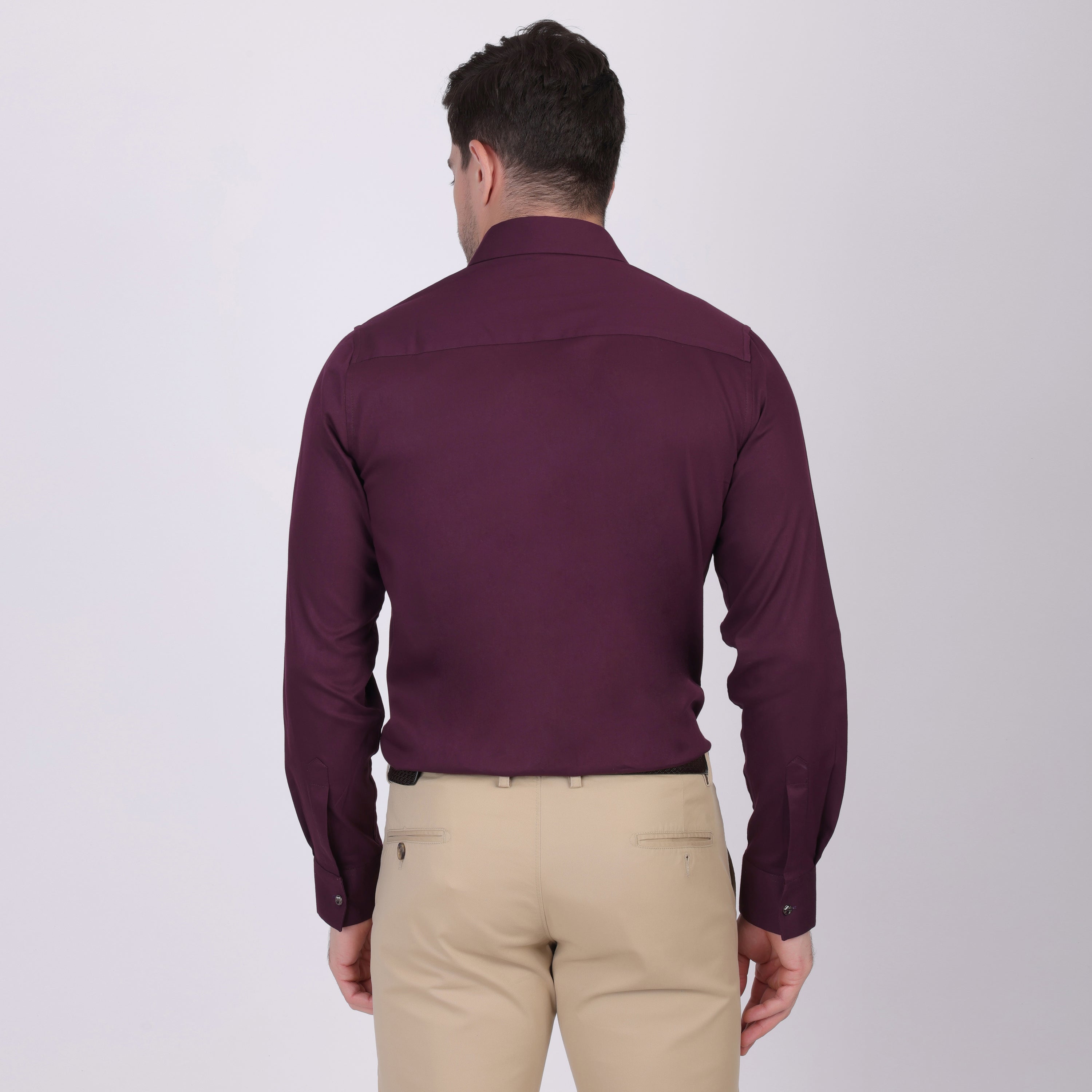 Pier Seven Signature Cotton Self Design Slim Fit Shirt for Men - Maroon (PWY055) Pier Seven