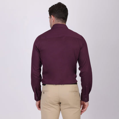 Pier Seven Signature Cotton Self Design Slim Fit Shirt for Men - Maroon (PWY055) Pier Seven