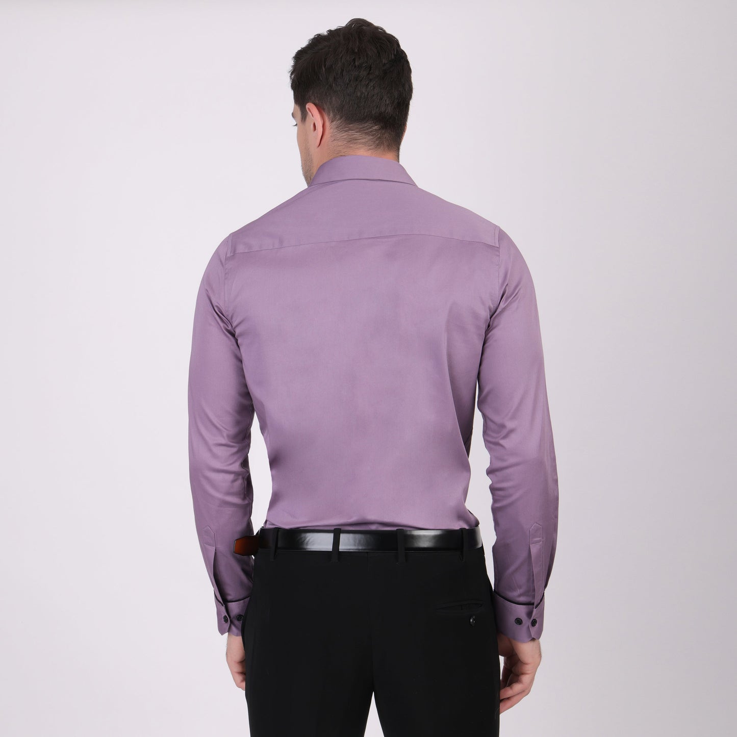 Pier Seven Signature Cotton Blend Lace Work Slim Fit Shirt for Men - Mauve (PWY062) Pier Seven