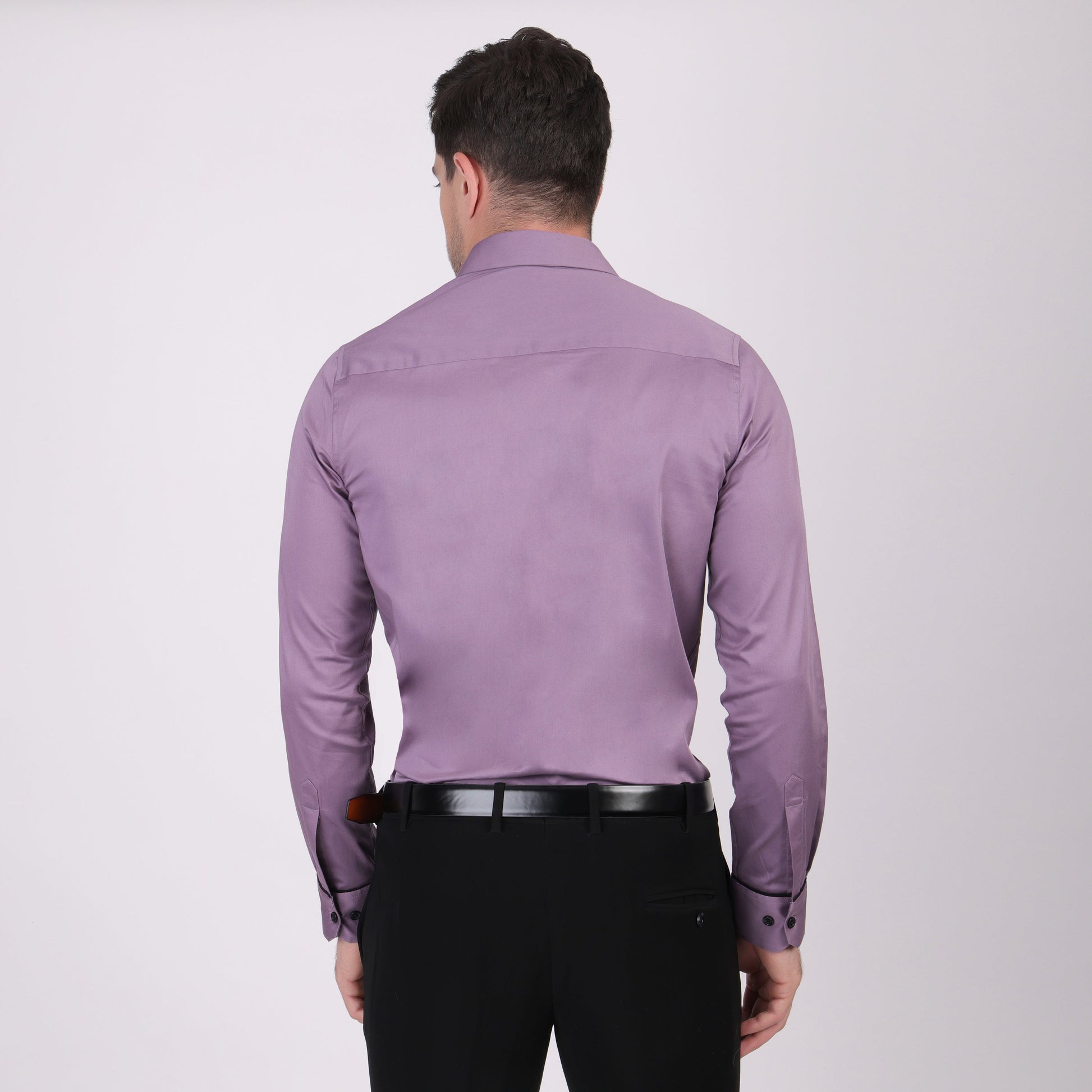 Pier Seven Signature Cotton Blend Lace Work Slim Fit Shirt for Men - Mauve (PWY062) Pier Seven