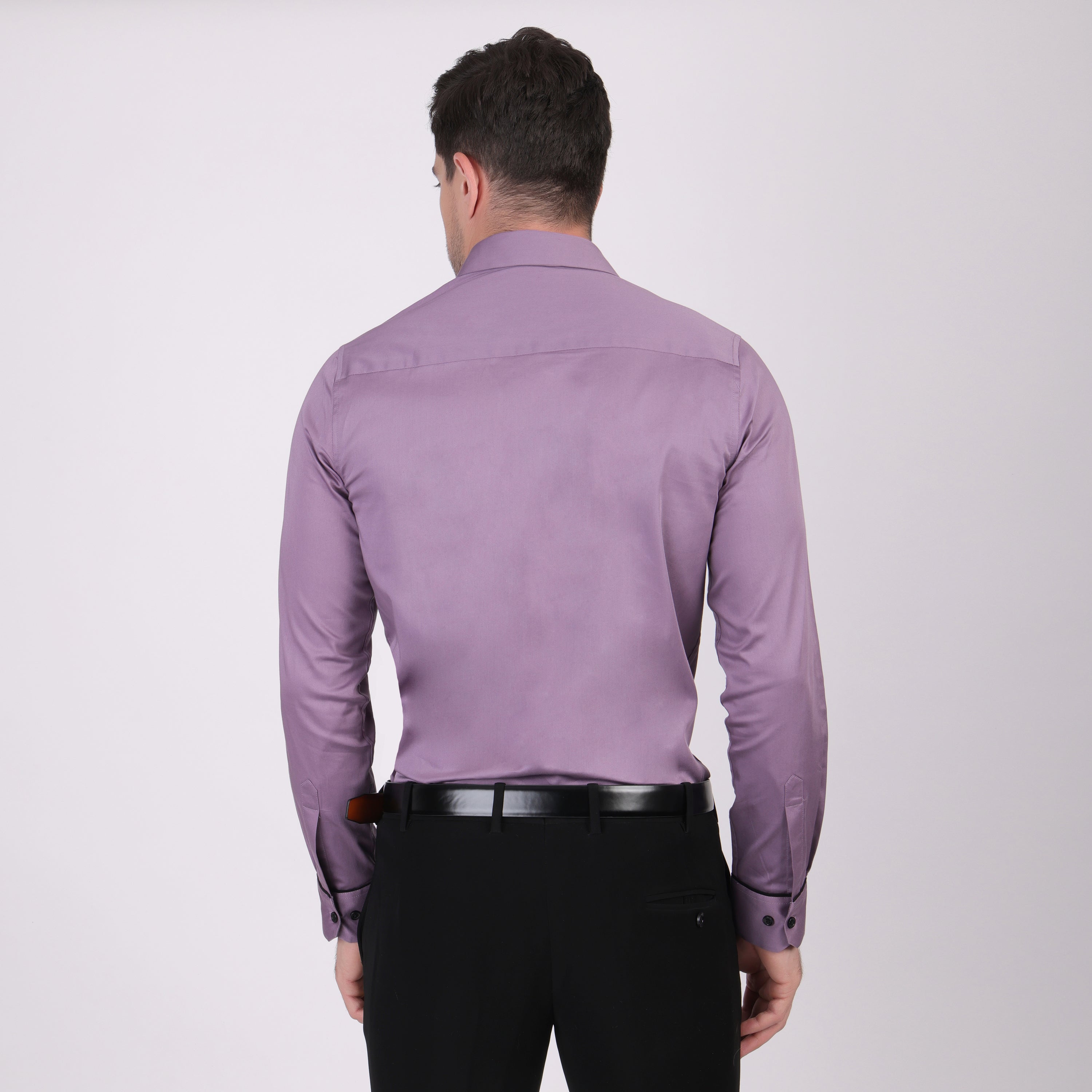 Pier Seven Signature Cotton Blend Lace Work Slim Fit Shirt for Men - Mauve (PWY062) Pier Seven