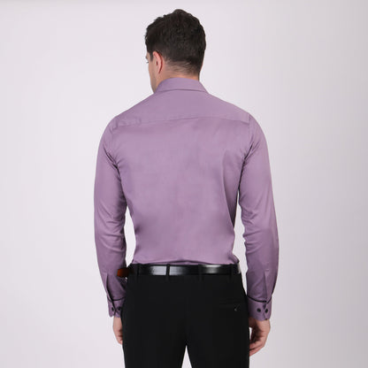 Pier Seven Signature Cotton Blend Lace Work Slim Fit Shirt for Men - Mauve (PWY062) Pier Seven