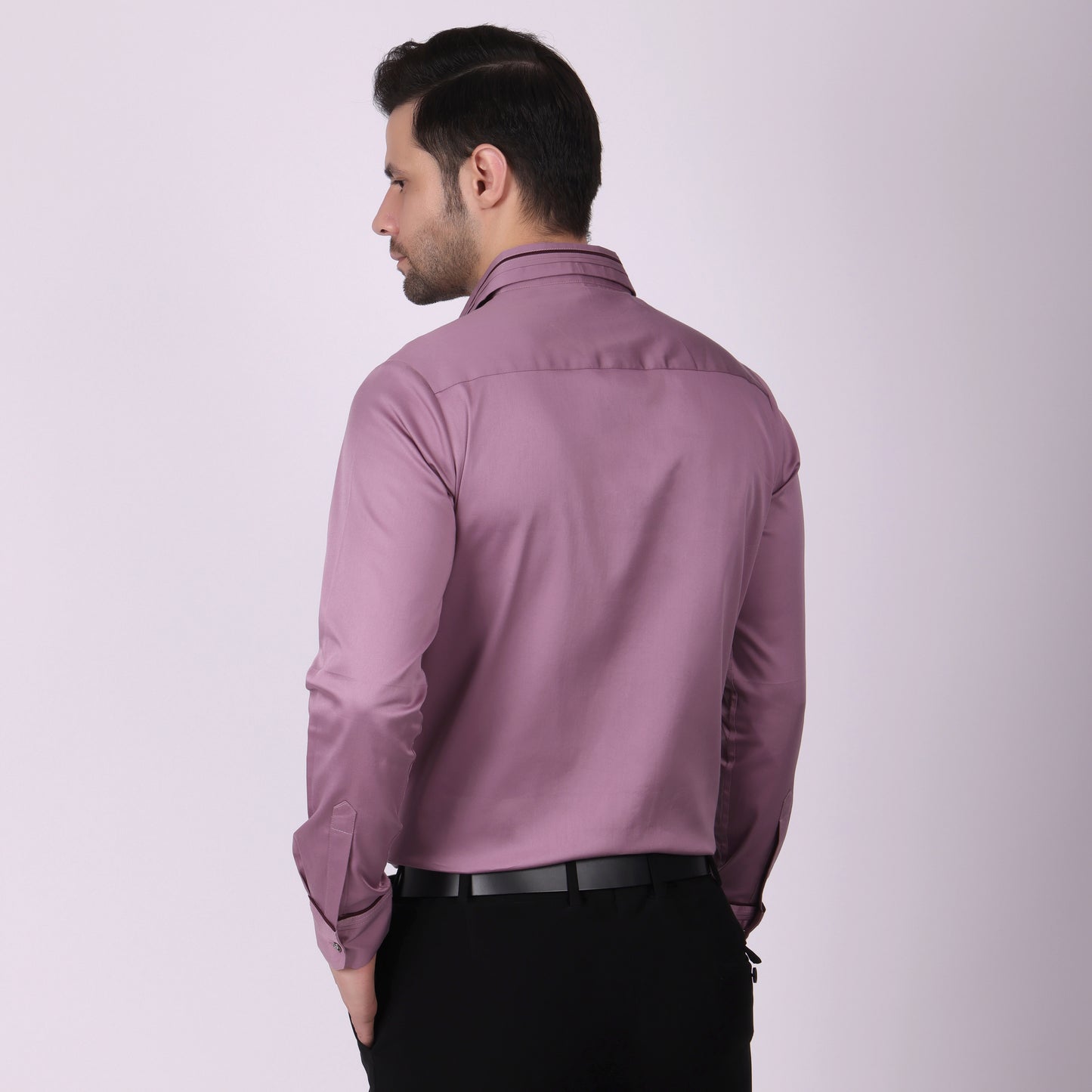 Pier Seven Signature Cotton Blend Patch Work Men's Slim Fit Shirt - Mauve (PWY068)