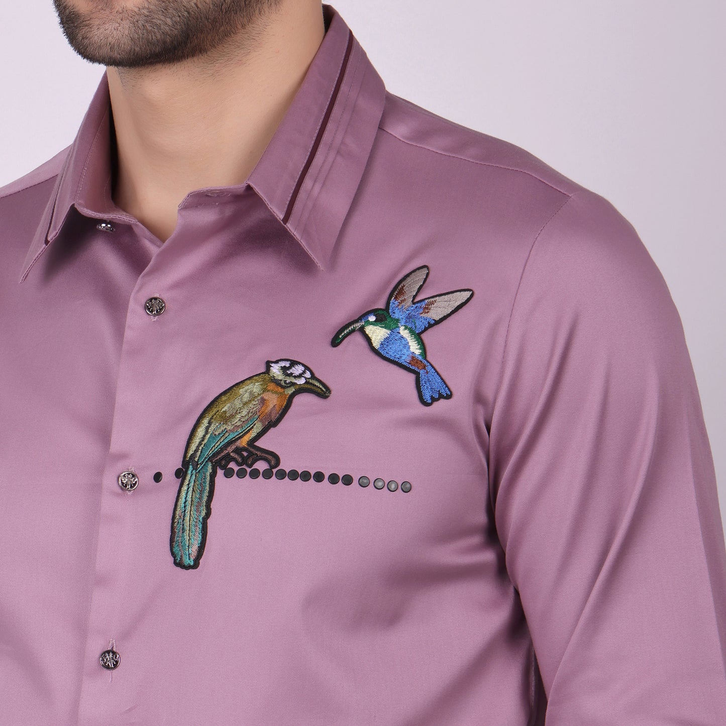 Pier Seven Signature Cotton Blend Patch Work Men's Slim Fit Shirt - Mauve (PWY068)