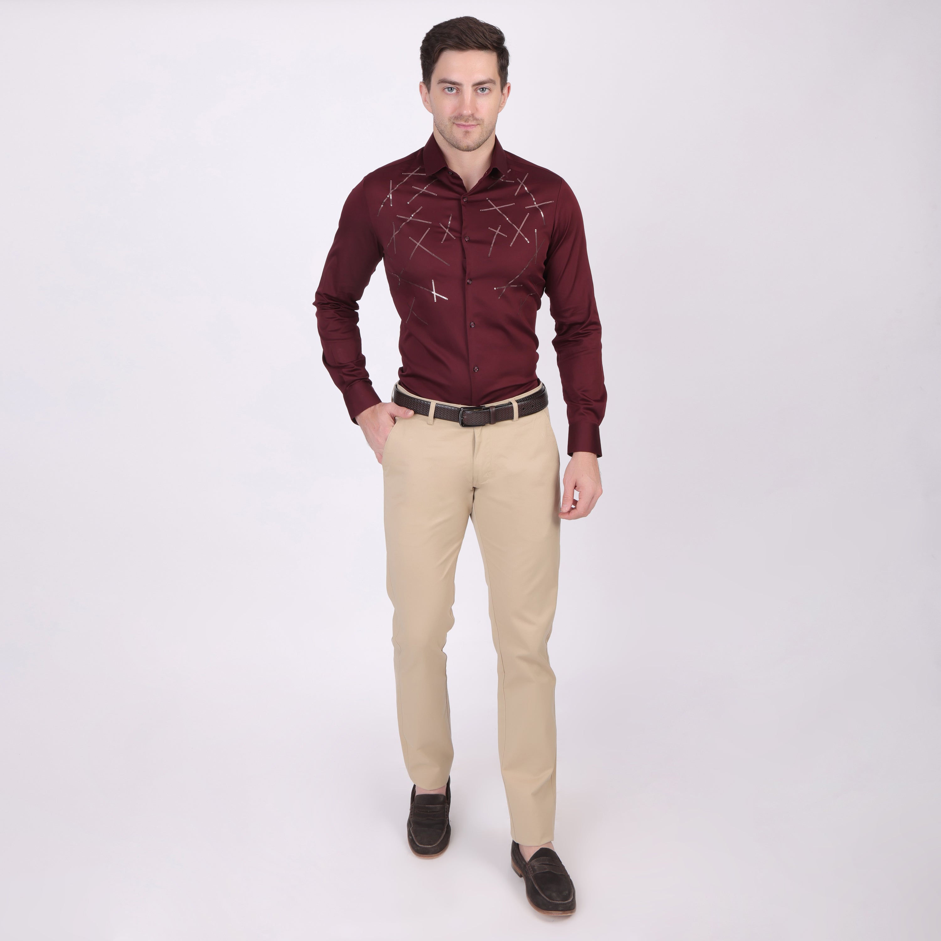 MAROON STARLIGHT SCATTER PARTY SHIRT