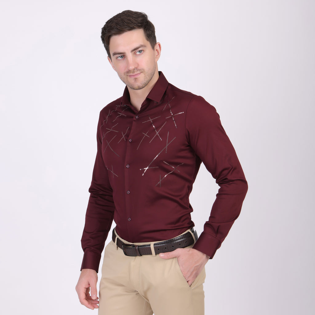 MAROON STARLIGHT SCATTER PARTY SHIRT