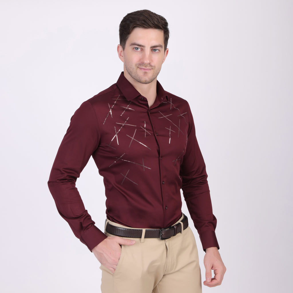 MAROON STARLIGHT SCATTER PARTY SHIRT
